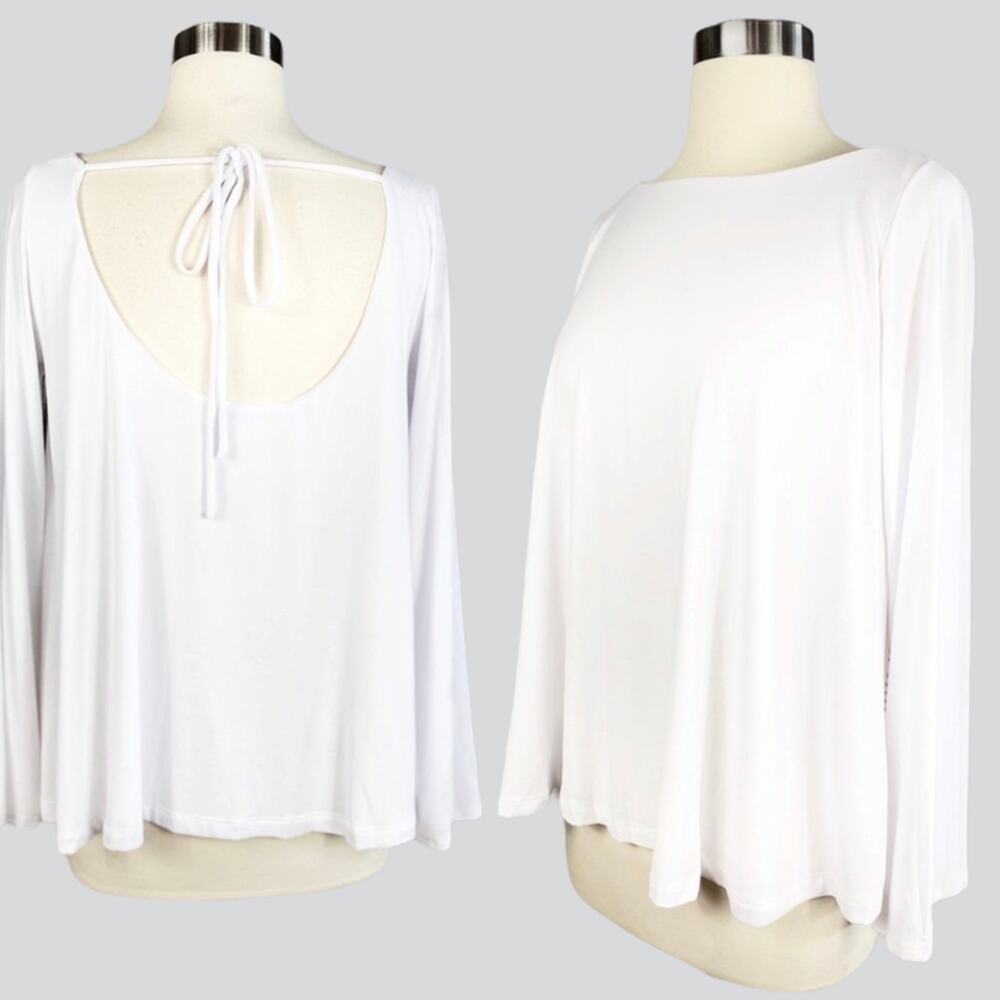 SUSANA MONACO Wide Sleeve Top Tied Back Sugar (White) Tunic Blouse Small NWT
